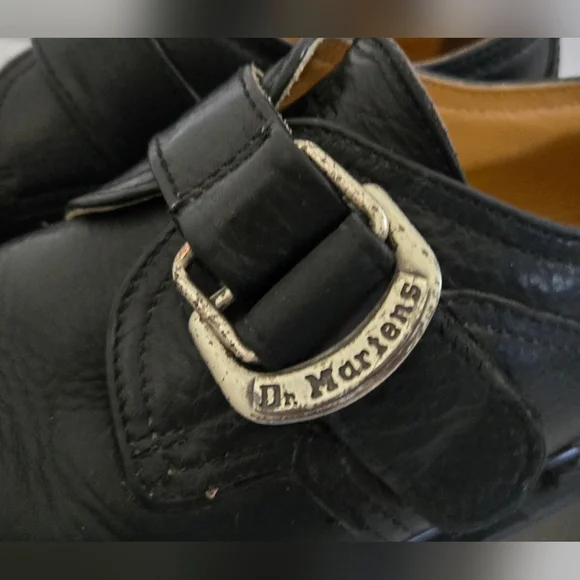 Dr. Martens Black Leather Shoes with Distinctive Silver Buckle - Picture 6 of 9
